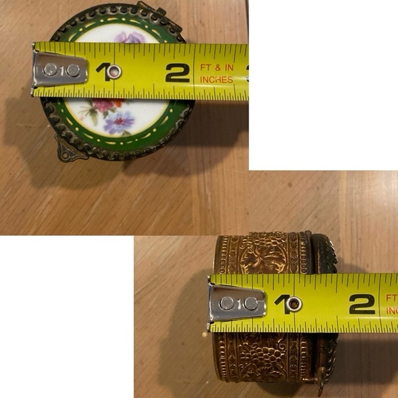 Vintage Patinated Victorian look Metal Vanity, Trinket, Jewel Box. 2x1.5 inches - Picture 16 of 16